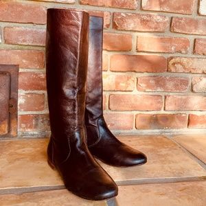 Frye #76010 Jillian Pull On  Zipper Tall Brown Leather Womens Riding Boots 7.5